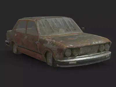 Abandoned Car - Fiat 132 Low-poly 3D model