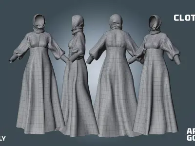 arabian gown - clothyfic outfit Low-poly 3D model