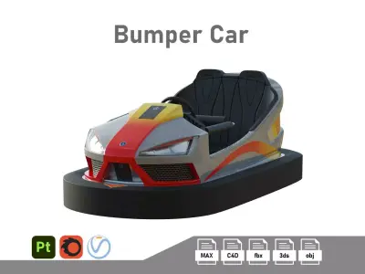Bumper Car Grey  Low-poly 3D model