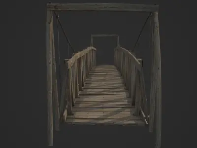 Bridge wooden Low-poly 3D model