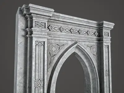 Lowpoly Gothic Portal - type 3 Low-poly 3D model