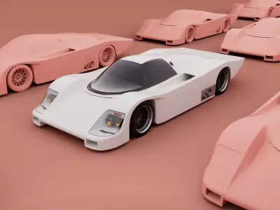 80s Group C racecar Low-poly 3D model