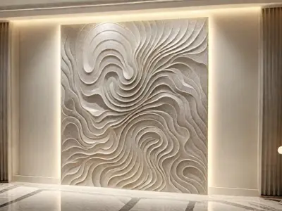 Decorative Wave Wall Panel for CNC - Flowing Modern Style 03 3D model