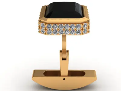 Onyx Fashion Diamond Gold Cufflinks 3D print model