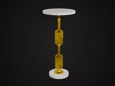 Brass and Marble Accent Table Low-poly 3D model