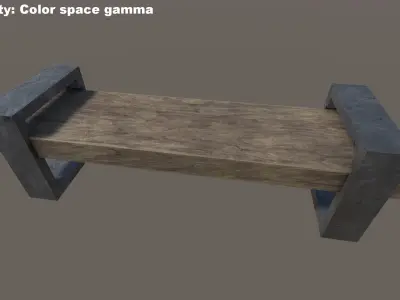 Bench with metal base  Free low-poly 3D model