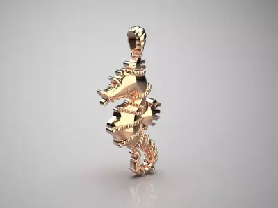 seahorse stl 3d gold pendant model gp0169 3D print model