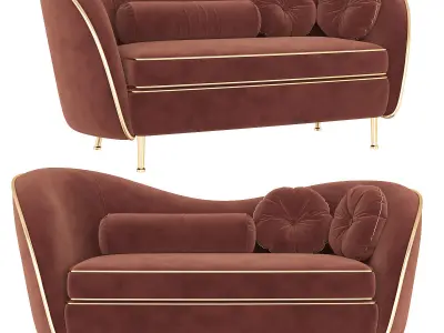 Kooper 2 Seater Sofa Deep 3d model Low-poly 3D model