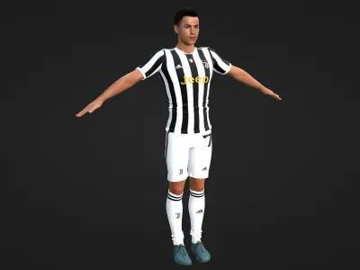 Cristiano Ronaldo - Juventus - Two Models Low-poly 3D model