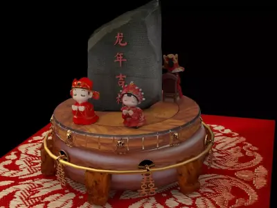 Chinese  wedding doll  figures  3D model