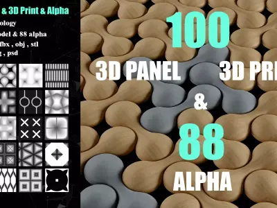 100 3D PANEL and 3D PRINT and 88 ALPHA   VOL 01 3D print model