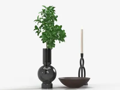 Vera Smoke Glass Bubble Vase With Other PBR 3D model