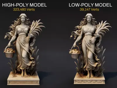Demeter Statue Low-poly 3D model