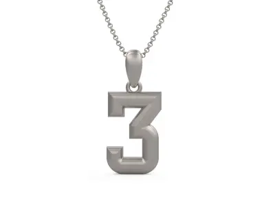 Model 1154 Number 3 Necklace Curved 3D print model