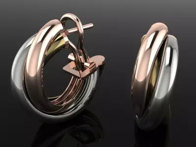 Trinity Earrings Jewelry Brand Gold 3D print model