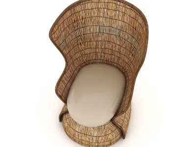bamboo chair 3D model Low-poly 3D model