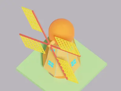 Cartoon Simple Windmill Low-poly 3D model