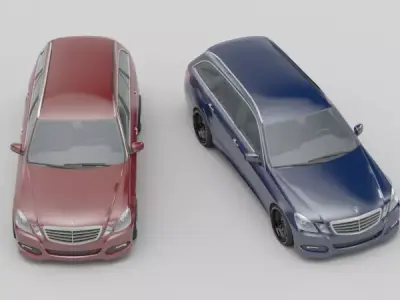 Mercedes two chrysler town and country sedans 3D model