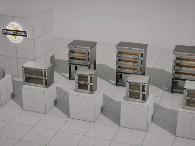 PizzaMaster Oven - 8 Models Low-poly 3D model