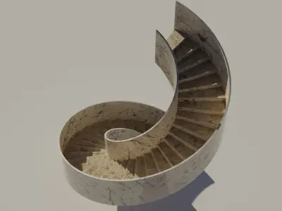 Marble stairway 3D model Low-poly 3D model