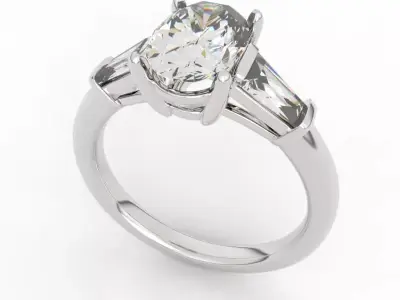1 carat Oval engagement ring 3D print model