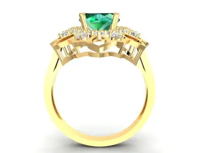 Luxury Marquise Cut Gemstone Halo Ring for Women 1717 3D print model