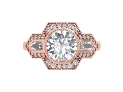 Solitaire Engagement Art Deco Ring 3D print model