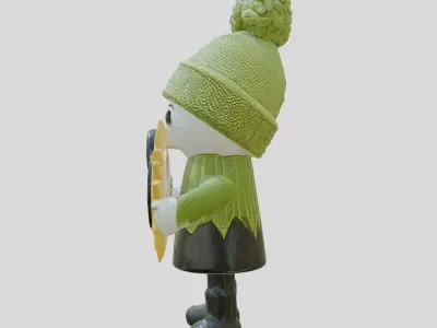 Cute Character with Green Hat and Sun Symbol Low-poly 3D model