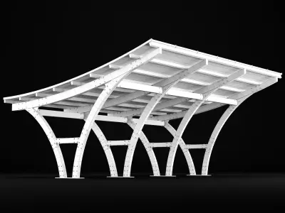 Wooden carport 3D model