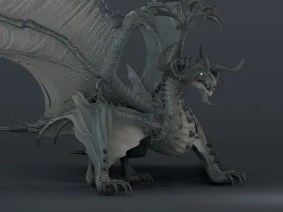 Snake dragon - rigged blender model Low-poly 3D model