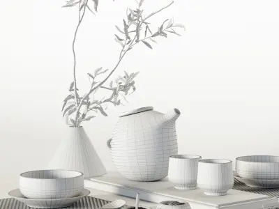 Japanese table setting 3D model