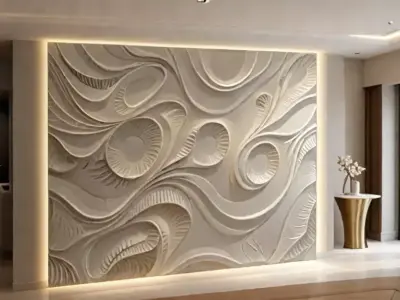modern panel wall decor set relief stl mural CNC 160 3D model