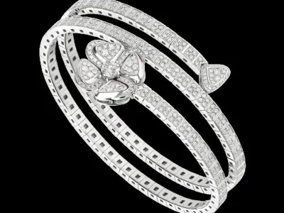 Bvlgari White Gold Diamond Fiorever Bracelet 3D print model