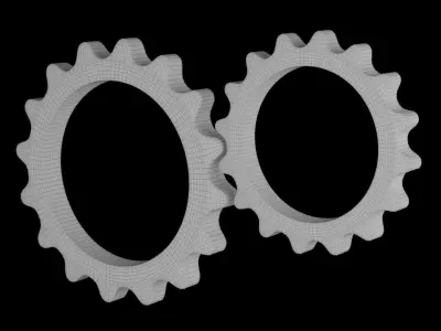 Minimal gears symbol Low-poly 3D model