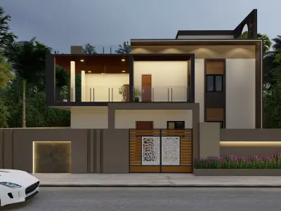 modern villa 3D model 5