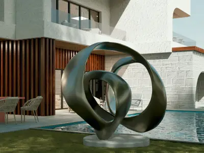 Luxury Landscape Villa Scene 3D model