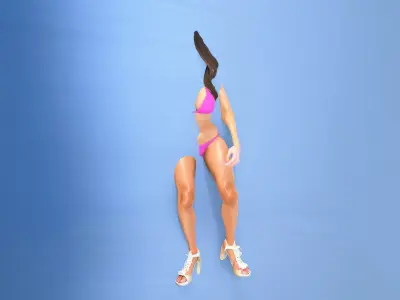 Vibrant Pink Bikini Character model pack Low-poly 3D model