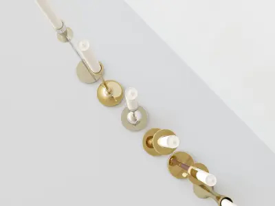 Candleholder Set candlestick in brass with candle 3D model