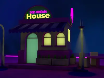 Ice Cream Shop Free low-poly 3D model