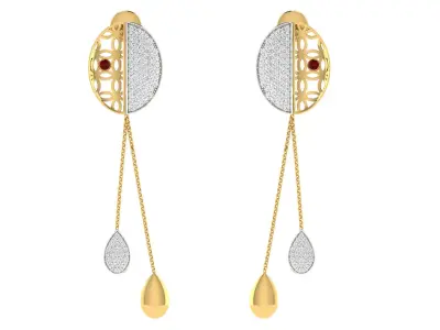 Solitaire Women Drop Earring 3dm STL OBJ FBX Renders Details 3D print model get