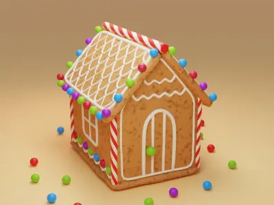 Ginger Bread House Low-poly 3D model