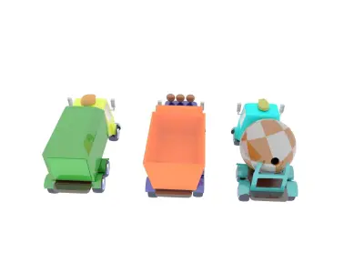collection of cars Low-poly 3D model
