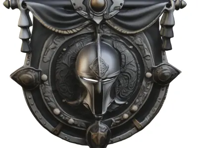 Medieval Warrior Wall Emblem Low-poly 3D model