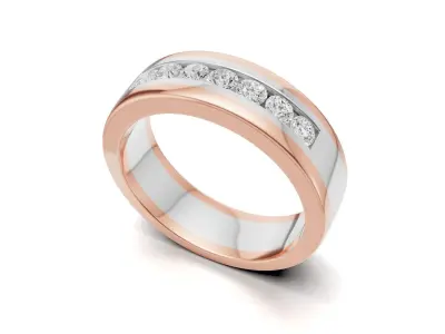 Dual Tone Diamond Wedding Band for Mens 3D print model