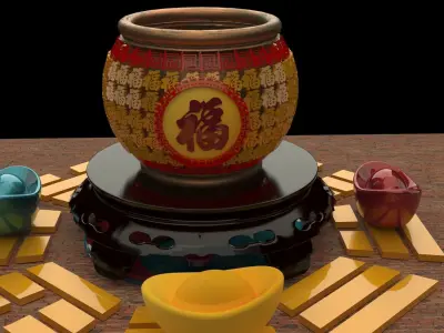 Chinese treasure pot   3D model