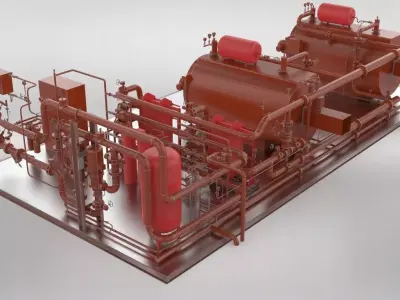 Industrial boiler room 3D model