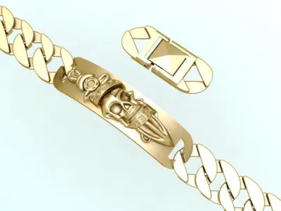 Cuban  Bracelet  - Skull Bracelets - Hip Hop Jewelry - N828915 3D print model