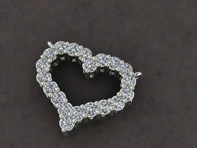 Diamond Heart Pendant 3D print model 3D print model
