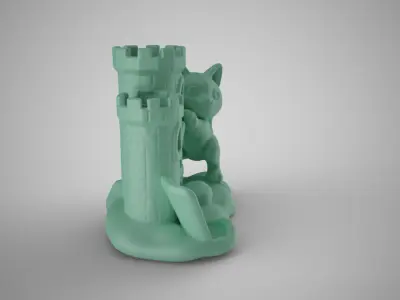 Castle Cat Pen Holder 3D print model