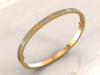 Love Small Bracelet Pave 16 cm 3D print model